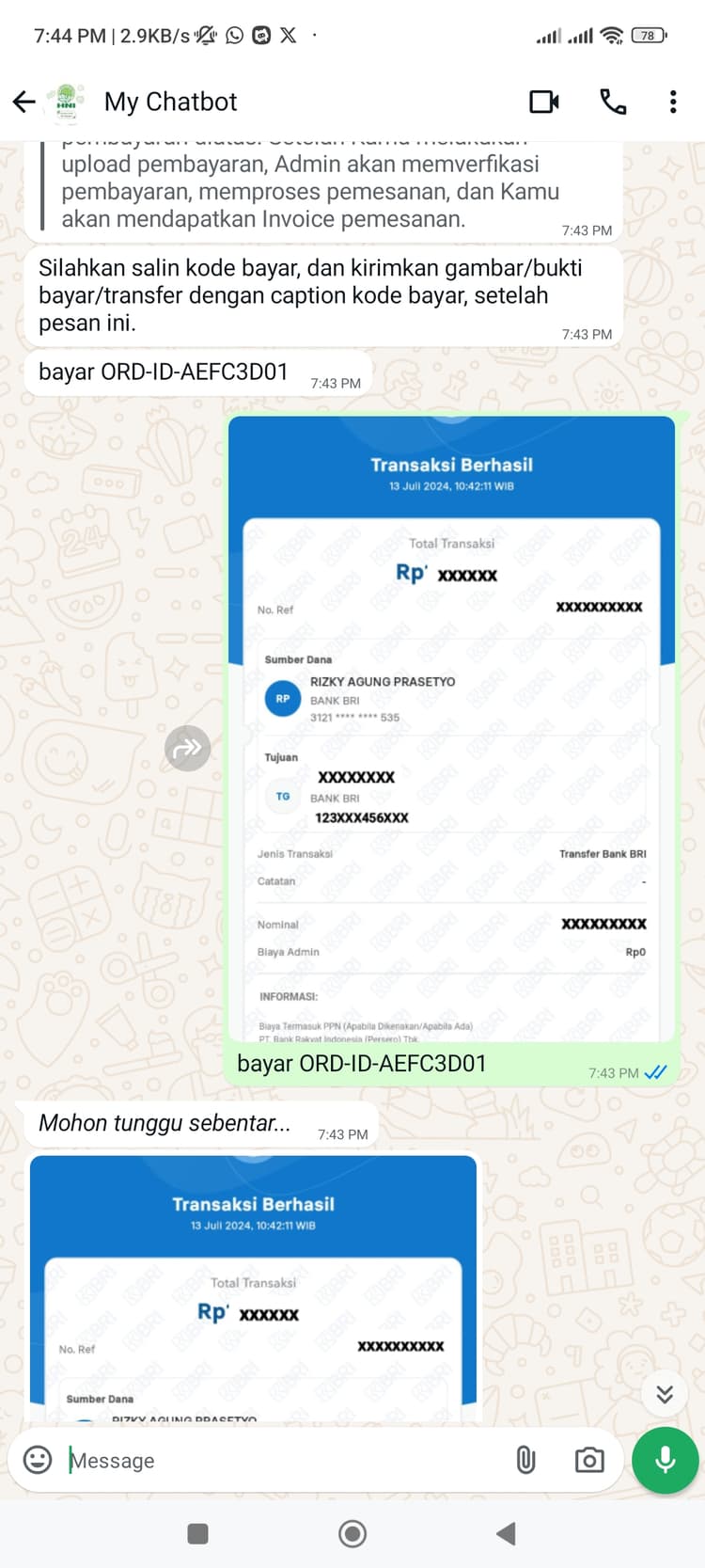 Hani Assistant - Make payment & upload proof