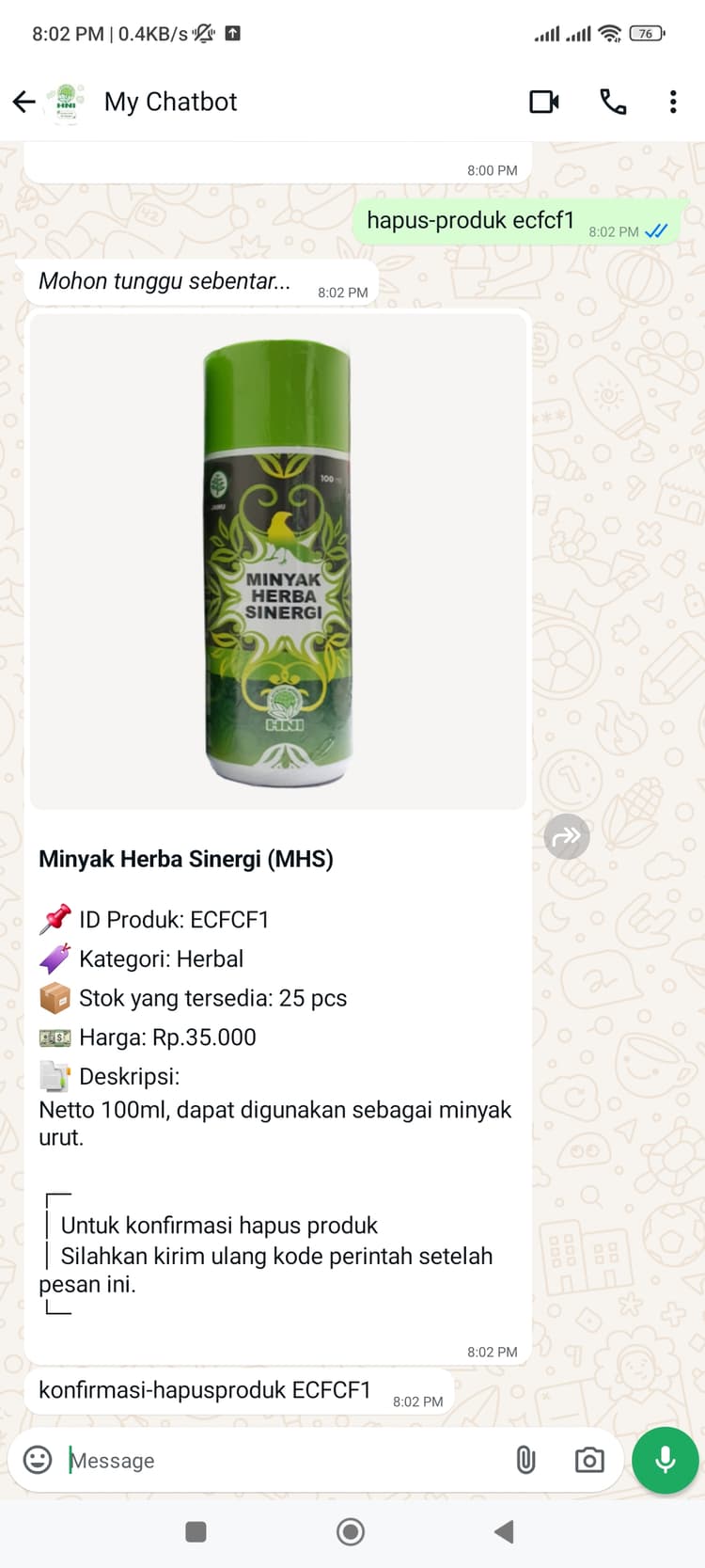 Hani Assistant - Admin delete product