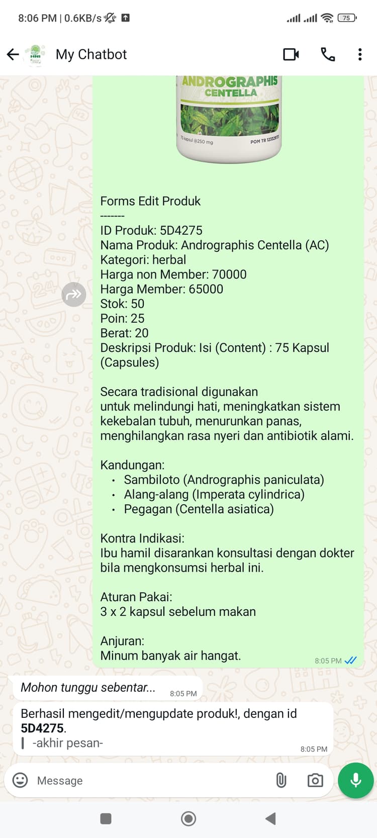 Hani Assistant - Admin edit/adjust data product